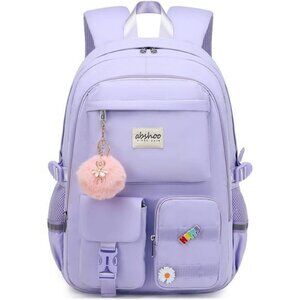 Large Laptop Backpack Purple School Bookbag for Women Teen Girls Travel Bag